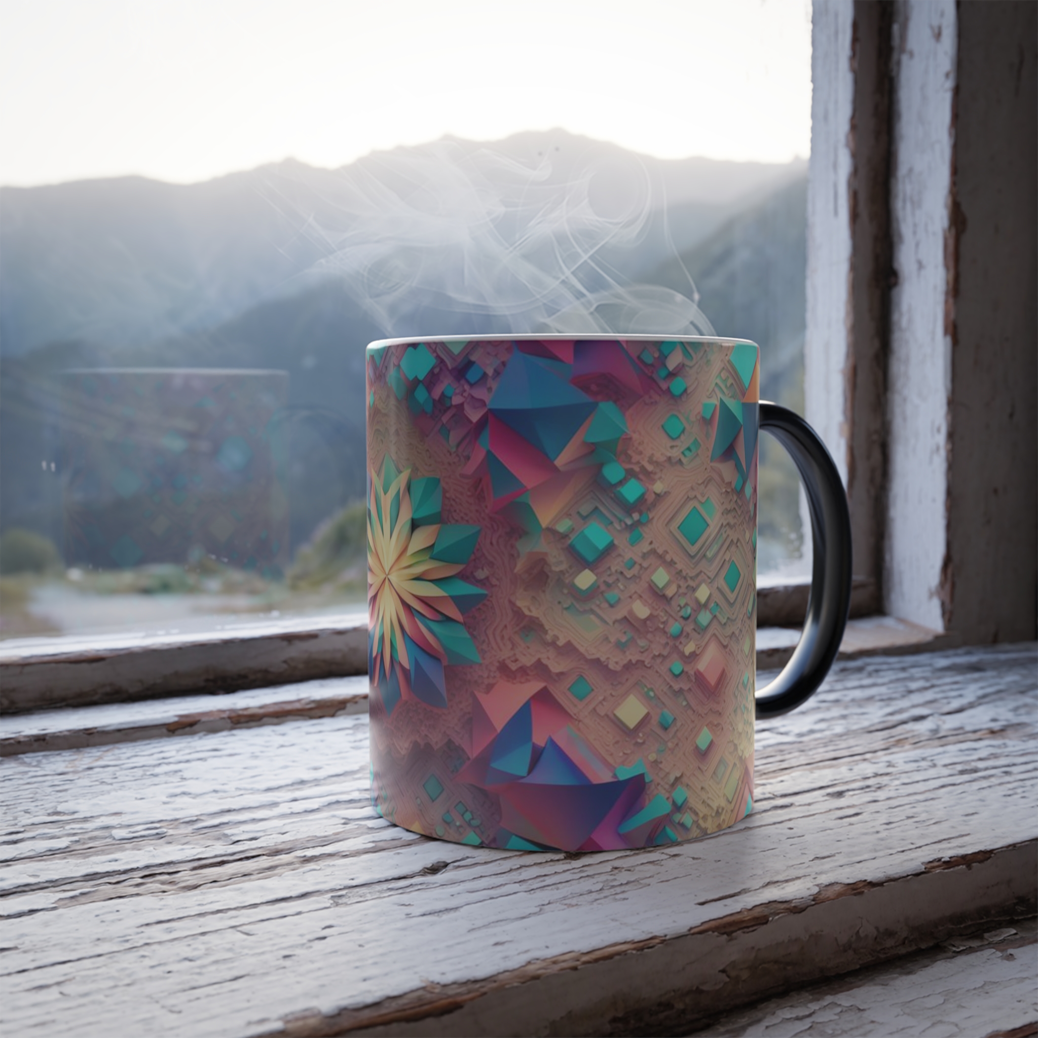 12270234263277315094_2048.jpeg Color-Changing Magic Mug — Kaleidoscope Floral Geometric 11oz - Image 2