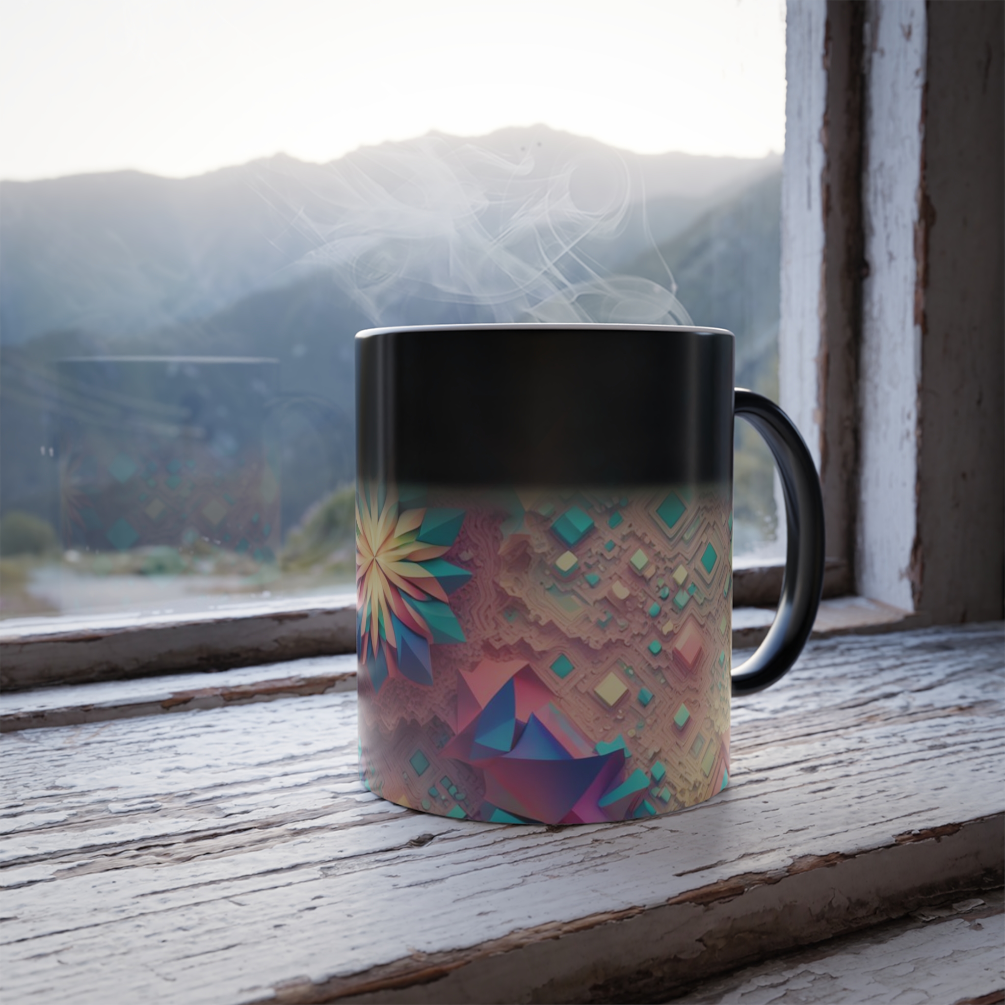 15427089147216081898_2048.jpeg Color-Changing Magic Mug — Kaleidoscope Floral Geometric 11oz - Image 1